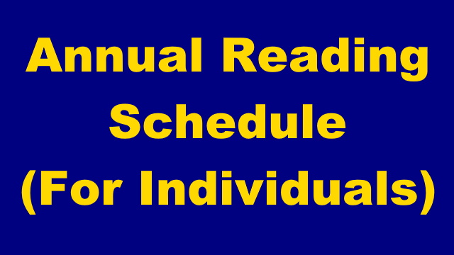 Annual Reading Schedule (For Individuals)